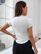 SOLID COLOR V-NECK SLIM FIT CASUAL SHORT SLEEVE T-SHIRT